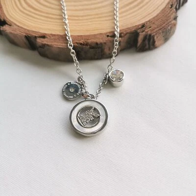 Collar Colgante Michael Kors Cristal Logo Triple Dije Plata en Auténtico Foto 1 de 3