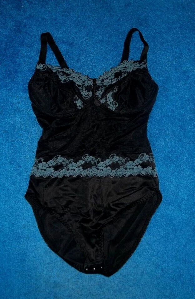 Faja modeladora corporal CROWNETTE de encaje NEGRO AZUL # 17-0368-5 NUEVA CON ETIQUETAS 38D 40D 42DD   Foto 1 de 4