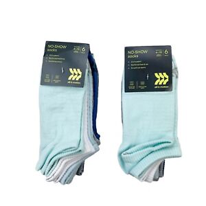 NWT All In Motion No Show Socks 6 pack Women's sz 4-10 Lot Of 2 (12 Pair) NEW