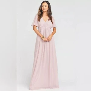 Show Me Your Mumu Dress Size 2X NWT Emily Empire Maxi Neutral Mauve Chiffon - Picture 1 of 6