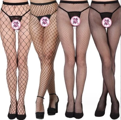 Sexy Fishnet Tights Stockings Black Patterned Fish Net Socks Pantyhose Halloween - Image 1 of 2