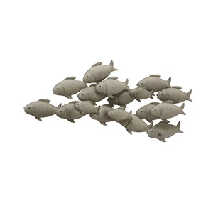 Wandobjekt Fischschwarm klein 62x28x5 cm grau Eisen Wandbild Wanddeko Fische - Bild 1 von 1