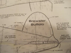 Brewster Buffalo and The Silver Model Aircraft Vintage Blueprint Plans 45" x 35" - Picture 1 of 11