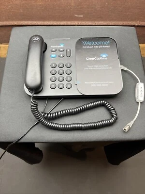 Clear Captions Blue Telephone For Hearing Impaired Amplified TEXT Captioning,JR7 - Image 1 of 4