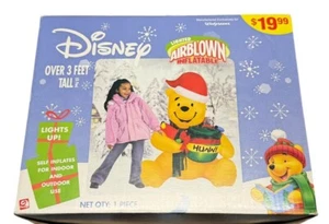 Gemmy Inflatable Winnie The Pooh Christmas Airblown Lighted Yard Decor 3.5’ Rare - Picture 1 of 5