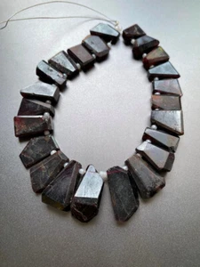 Garnet natural gemstone matte faceted nugget beads size 23-12 mm 8 inches strand - Picture 1 of 5