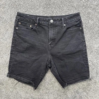 Mens 32 American Eagle Outfitters Athletic Fit Black Jean Shorts Airflex Cuffed - Image 1 of 4