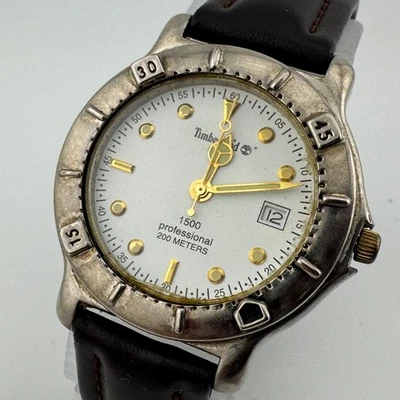 Timberland EE. UU. Reloj de Cuarzo Hombre 200m Plateado Bisel Giratorio Cuero Batería Nueva Foto 1 de 4