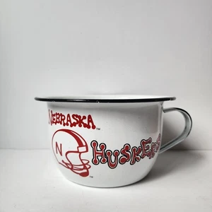 Nebraska Corn Huskers Emaille Schale Go Big Rot Vintage Popcorn Eiskübel - Bild 1 von 9