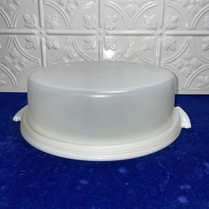 EUC Tupperware Pie Taker Cake Carrier WHITE BASE SHEER LID 719-2/720-2 - Picture 1 of 8