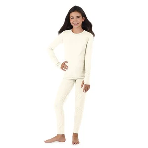 Girls Cold Weather Fleece-Lined Thermal Underwear 2-Piece Set - Kids Long Sle... - Picture 1 of 7
