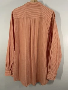 LL Bean Men Shirt Button Down Large Tall Coral Orange Seersucker Striped Cotton - Picture 1 of 5