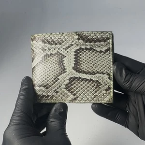 Sage Green full python luxury mens bifold wallet, handmade in the USA - Picture 1 of 13