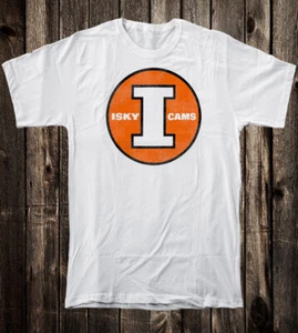 T Shirt 100% Cotton White Hot Rod Iskenderian Isky Racing Cams Orange Logo - Picture 1 of 9