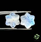 9x9 mm Natural Rainbow Moonstone Hand Made Carving Pair 4.67 CTS Loose Gemstones