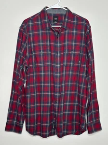 Vans LS Off the Wall Plaid Shirt Classic Fit Size Large 2 Pocket Front Red/Black - Bild 1 von 4