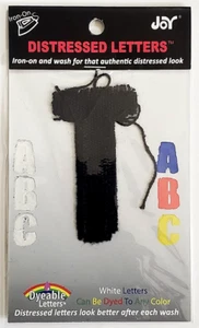 JOY LETTER SHOP 2.5-inch BLACK Distressed Iron On Letter - T - Picture 1 of 1