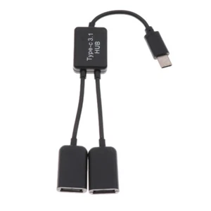 2 in 1 Type C to Dual USB Adapter Power Charger OTG Cable Splitter Adapter - Picture 1 of 3