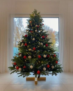 Weihnachtsbaum 180cm Nordmanntanne Tannenbaum Künstlich inkl. Holzständer PE PVC - Bild 1 von 9