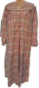 Lanz of Salzburg Flannel Nightgown Large Classic Red White Blue Eyelet Trim - Picture 1 of 4
