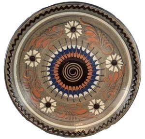 Vtg Handmade/Painted Spanish Design Ceramic Pottery Floral Wall Hanging Plate - Picture 1 of 15