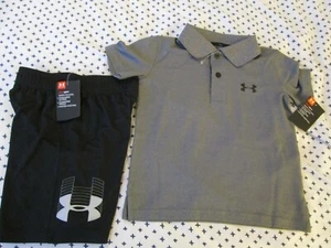 NEW Boys Under Armour 2Pc OUTFITGray Polo+Black Shorts Size 4 FREE SHIP - Picture 1 of 7
