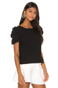 Revolve Amanda Uprichard Merris Top schwarz Puffärmel XS 159 $ NEUWERTIG! - Bild 1 von 7