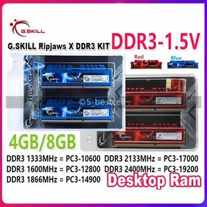 G.SKILL Ripjaws X DDR3 8GB 4GB RAM 1333 1600 1866MHz Desktop Memory DIMM Kit Lot - Picture 1 of 12