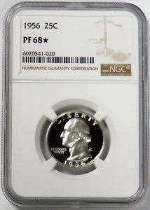 1956 PROOF US SILVER WASHINGTON QUARTER 25C COIN NGC PROOF 68 *STAR - Picture 1 of 2