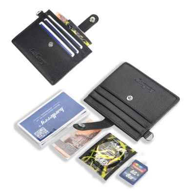 Carteira masculina de couro retrô embreagem identificação fina porta-cartão de crédito mini bolsa EUA - Imagem 1 de 4