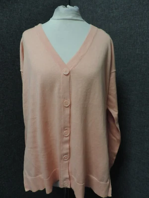 R Essentiel Cotton Silk V-Neck Cardigan Orange l UK Small RRP £45  TD7 BB 12 - Image 1 of 4