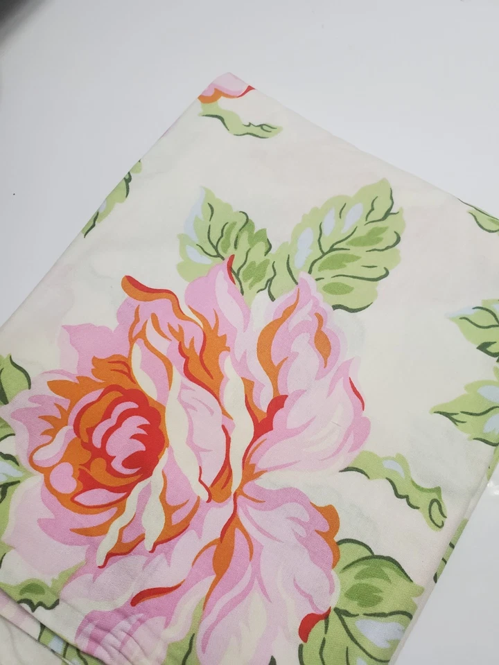 Heather Bailey Fabric Nicey Jane Pink Large Floral White Sew Quilt OOP HALF YARD - Image 1 of 1