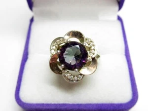 Vintage russischer Sterling Silber 925 Ring Gold 375 9K, Damenschmuck Größe 7,75 - Bild 1 von 7