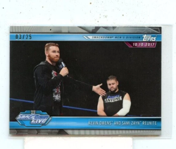 KEVIN OWENS SAMI ZAYN REUNITE 2019 TOPPS ROAD TO WRESTLEMANIA SILVER #D /25 - Image 1 of 1