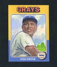 Josh Gibson Grays Legend Painted Portrait 1975 Style Sketch Card 1/1
