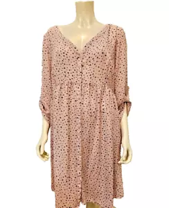 NWT Torrid Pink Sheer Dress Sz 3X Black Hearts Shirt Dress Flowy Relaxed Girly - Picture 1 of 6