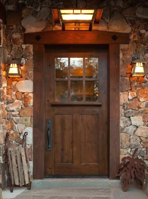 Sundance Craftsman Style Knotty Alder Entry Door - Image 1 of 4