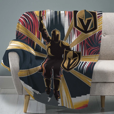 Sleep Squad Vegas Golden Knights Knight 60” x 80” Raschel Plush Blanket Cover