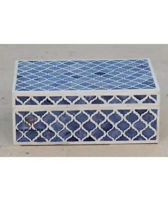 Blue Bone Inlay Mughal Design Storage Jewellery Boxes - Image 1 of 4
