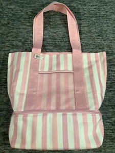 Victoria's Secret Striped Canvas Thermal Insulated Cooler Tote Bag 15" x 18" $59 - Picture 1 of 13
