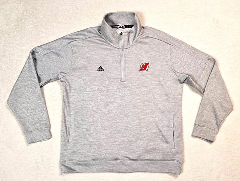 Adidas New Jersey Devils 1/4 Zip Pullover  with Pockets - Light Gray - Size XL Cover