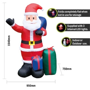 Papá Noel Festivo 150cm Inflable Papá Noel con Luces LED Interior/Exterior - Imagen 1 de 6
