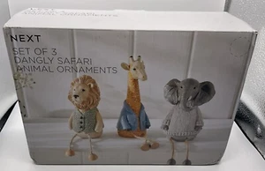 Natural Dangly Safari Animal Ornaments Set of 3 ** Brand New ** - Picture 1 of 3