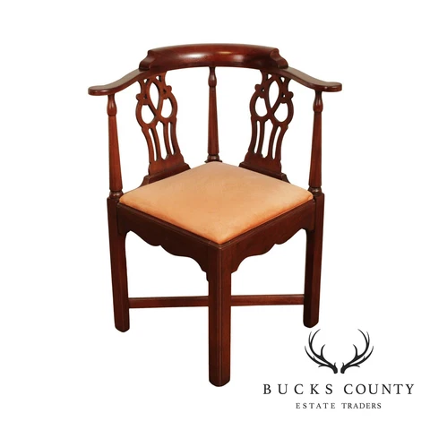 Hickory Chair Mahogany Chippendale Style Corner Chair Cover