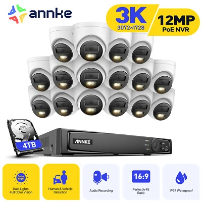 ANNKE 16CH 12MP NVR 5MP POE IP Security Camera System Audio Recording Outdoor AI - Image 1 of 4