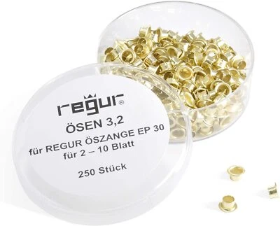 REGUR 250x Ösen Innenloch 3,2mm Außenloch 4mm Durchmesser Messing für Öszange EP30 neu