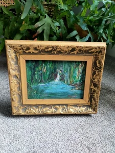 Vintage Amateur Oil Painting Signed River Scene small Framed Polidori 2017 - Picture 1 of 5