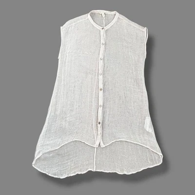 Eileen Fisher Sheer Linen Blend Tunic Coverup Lagenlook Light Pink Medium Petite - Image 1 of 4