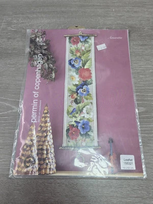 Permin of Copenhagen Amaretto Bell Pull Needlework Chart Leaflet 155321 Floral - Image 1 of 2