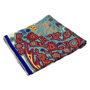 Auténtica bufanda de seda HERMES Carrejean/Chal Carre 140 azul multi cachemir - Imagen 1 de 6